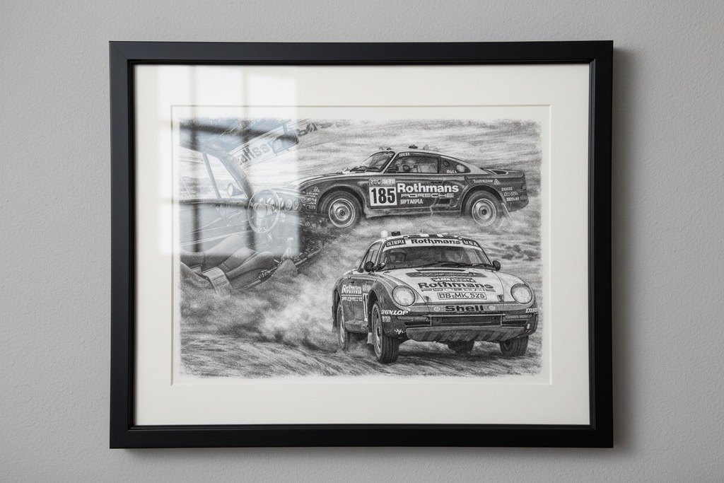 Framed Porsche with Glass