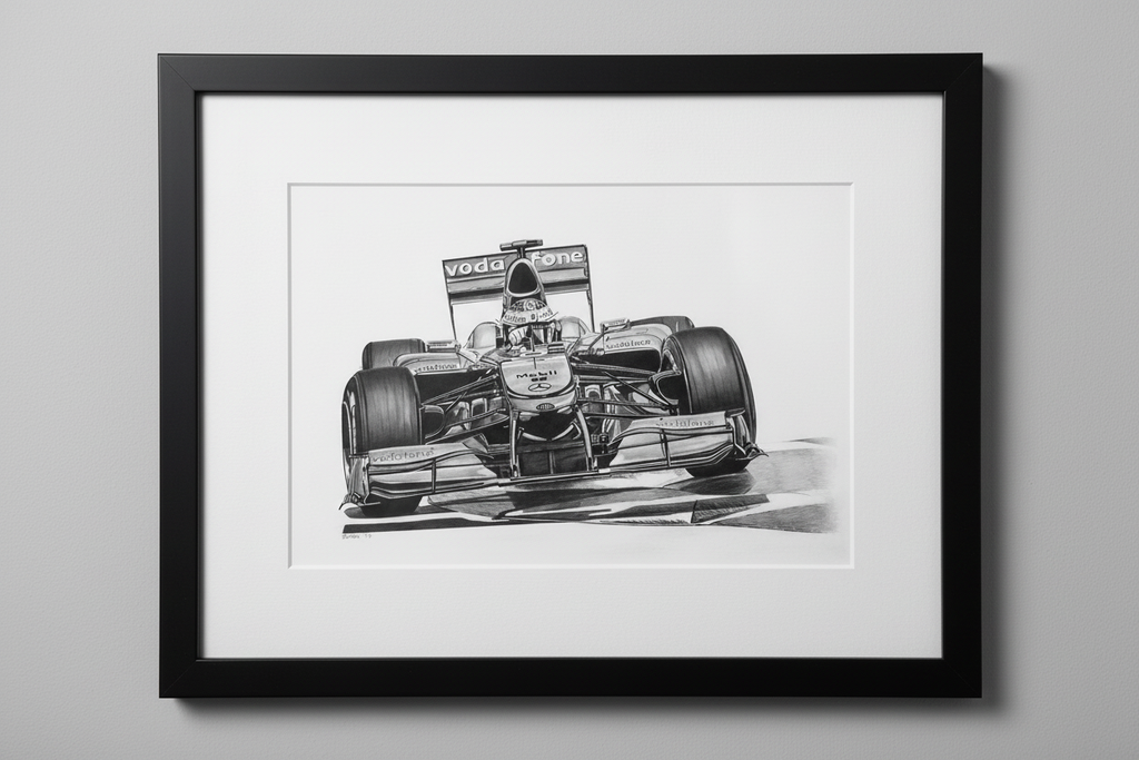 Lewis Hamilton McLaren Mercedes Vodafone F1 Car - Framed Gallery Print Close-up